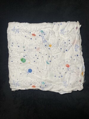 Aden + Anais White Label Blanket Space Planets Stars Boy Girl Swaddle Muslin
