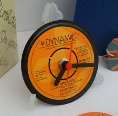 BARRY BIGGS CLOCK Side Table Desk Top Upcycled Reggae Vinyl Record Single 4''