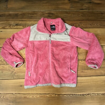 The North Face Youth Girls Large Denali Jacket Fleece Full Zip Pink Gray 