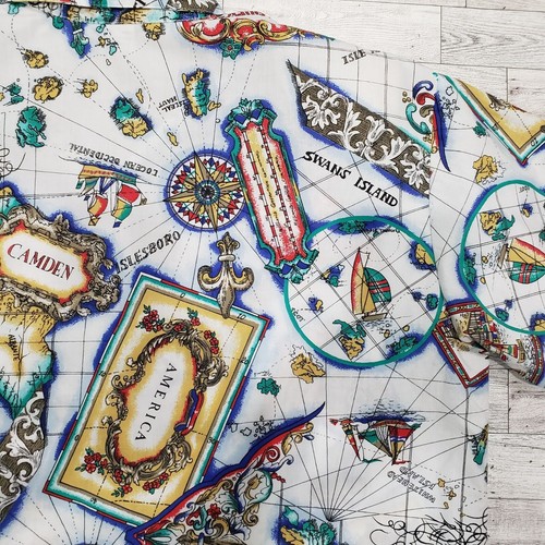 VTG RARE Graphic Maine Nautical Map Shirt L'Ocean Occidental USA 20W / 2XL Men - Picture 5 of 9