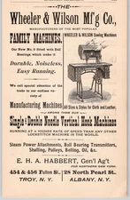 1899 Wheeler & Wilson Sewing Machines Single & Double Needle Albany NY Print Ad