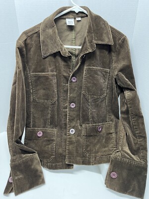 CITY DKNY CORDUROY BROWN LADIES MEDIUM SIZE JACKET. FRONT BUTTONS