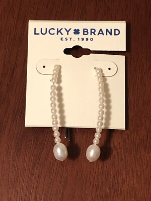 lucky brand earrings hook imitation pearl new with tags