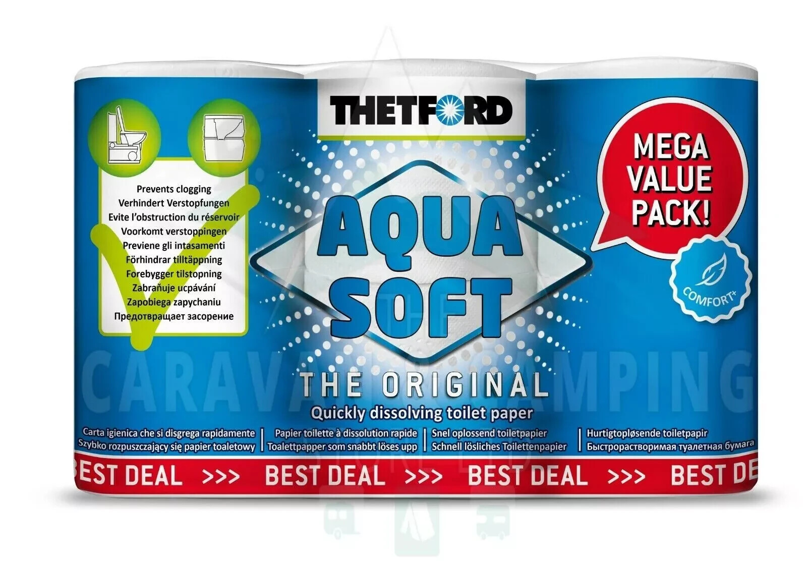 Thetford Aqua Soft Chemical Toilet Paper Tissue 6 Roll Mega Pack Cassette Potti - Image 7