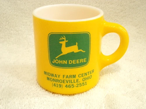 Vintage Hazel Atlas John Deere Advertising Mug Cup Orange Peel Textured Exc