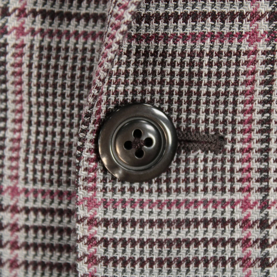 Belvest NWT Wool / Silk Blend Sport Coat Size 56R (46R US) In Burgundy Plaid - Image 2 of 4