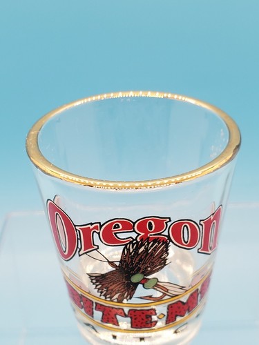 Bite Me Bait Company Oregon Shot Glass Fish Hook. Gold Rim. - Picture 2 of 3