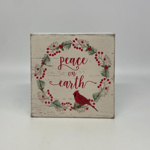 Distressed Paint Wooden Christmas Peace on Earth Tabletop Decor Farmhouse - Picture 1 of 4