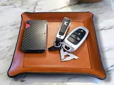 Leather valet tray.  Formed leather,  organizer, catchall tray, choose color