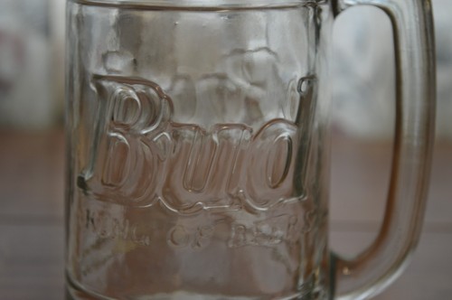 Bud King of Beers Clear Glass Mug Stein Tankard Budweiser Drinkware VINTAGE beer
