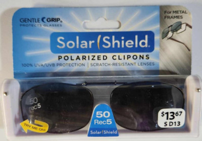 Solar Sheild Polarized Clip-On Sun Glasses For Metal Frames