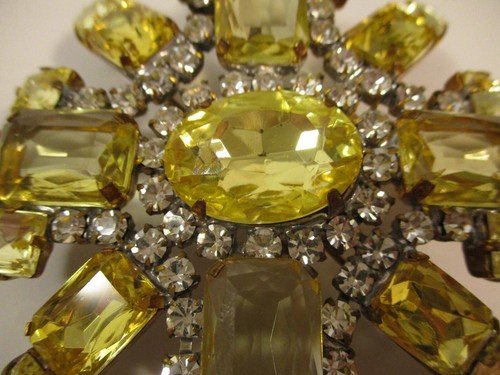 Vintage Bijoux MG Rhinestone Brooch Extra Large 3.5" - Picture 3 of 6