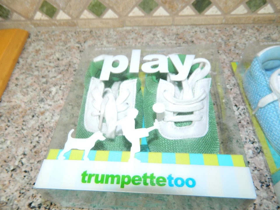 Лот из 2 мальчиков TRUMPETTE слишком синий зеленый кроссовки обувь * 3 6 месяцев новый в коробке новый в коробке - Изображение 4 из 4