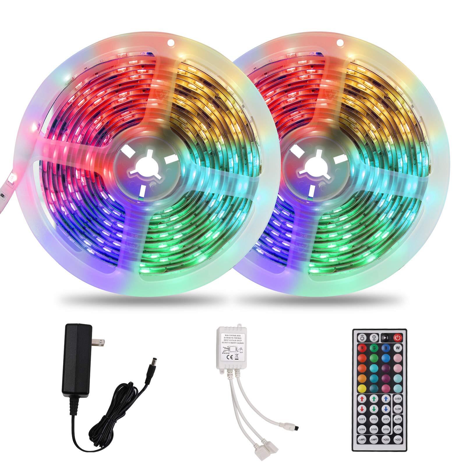 Led Strip Lights Waterproof, 32.8ft(2 Rolls of 16.4ft) RGB Color Changing wit...