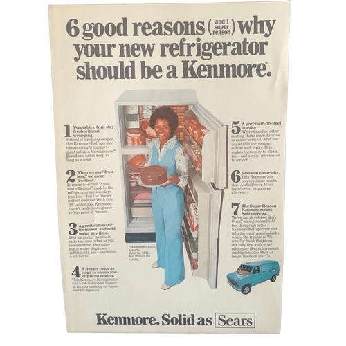 Anuncio de anuncio de refrigerador Kenmore 1976 sólido como Sears vintage - Imagen 4 de 4