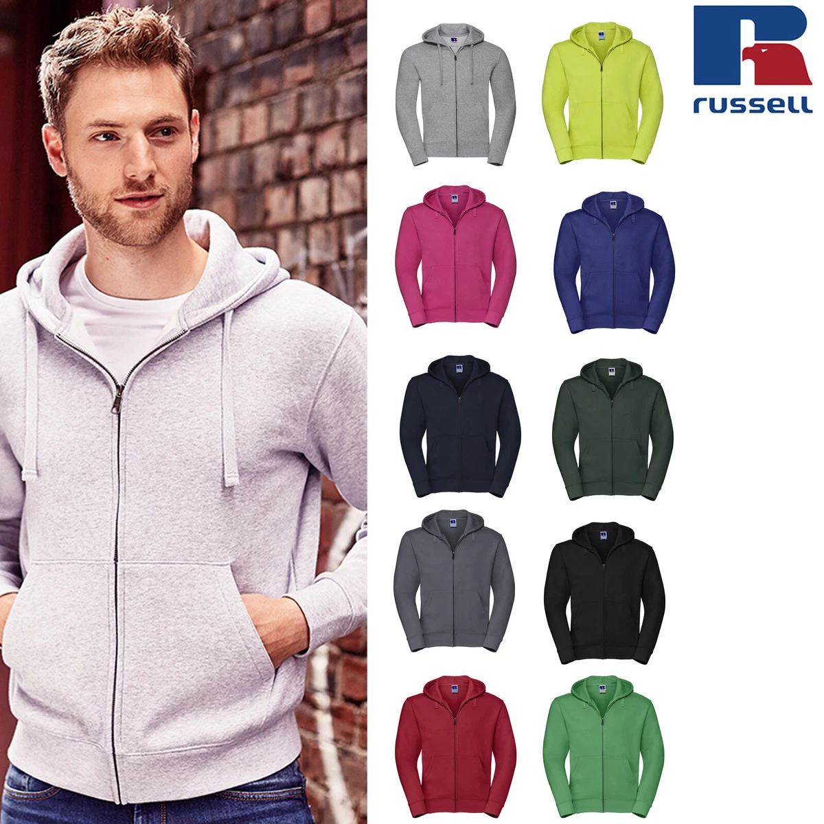 Authentique sweat à capuche zippée pour homme - RUSSEL