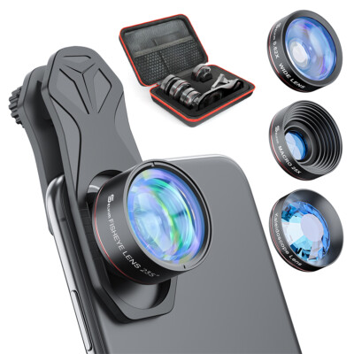 Selvim Handy Objektiv Kamera Linse Set Weitwinkel+25X Makro+Fisheye+Kaleidoskop