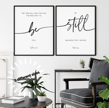Set of 2 Be Still Faith Art Pieces Canvas wall art home decor
