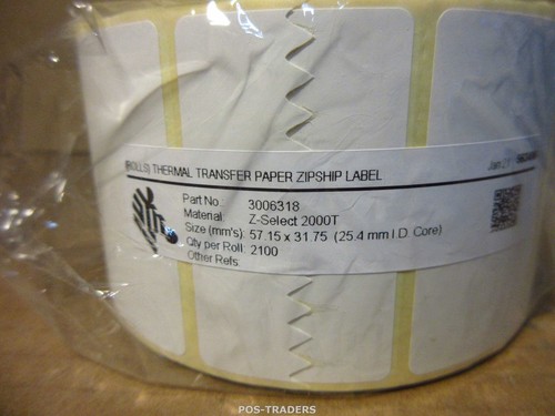 12-PACK - Zebra 3006318 Z-Select 2000T White 57 x 32mm Direct Thermal Labels NEW - Photo 3/6