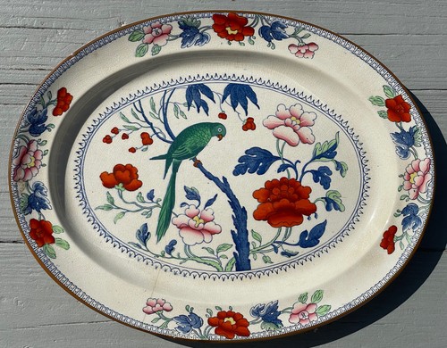 Antique Rare Ceramic Booths Silicon England Parrot Platter 7897 Bird - Picture 4 of 24