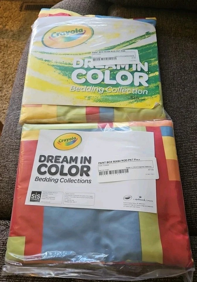 Crayola Dream In Color Paint Box 50x84” Rod PKT Panel Curtain Lot 2 Panels New - Image 2 of 2