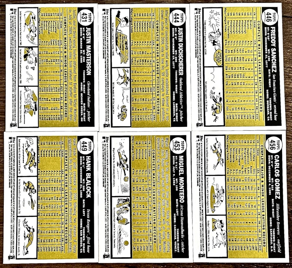 Topps Heritage Freddy Sánchez Hank Blalock 2010 Miguel Montero Carlos Gómez — 6 Foto 2 de 2