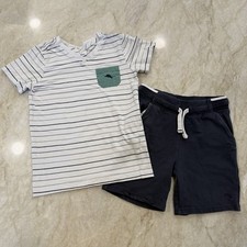 Tommy Bahama Striped T-shirt And Matching Shorts Cotton Blend Boys Size 5t