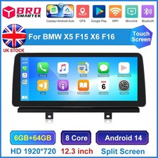 12.3'' Android 14 Car Stereo Apple CarPlay 6+64GB DAB+ For BMW X5 F15 X6 F16 NBT