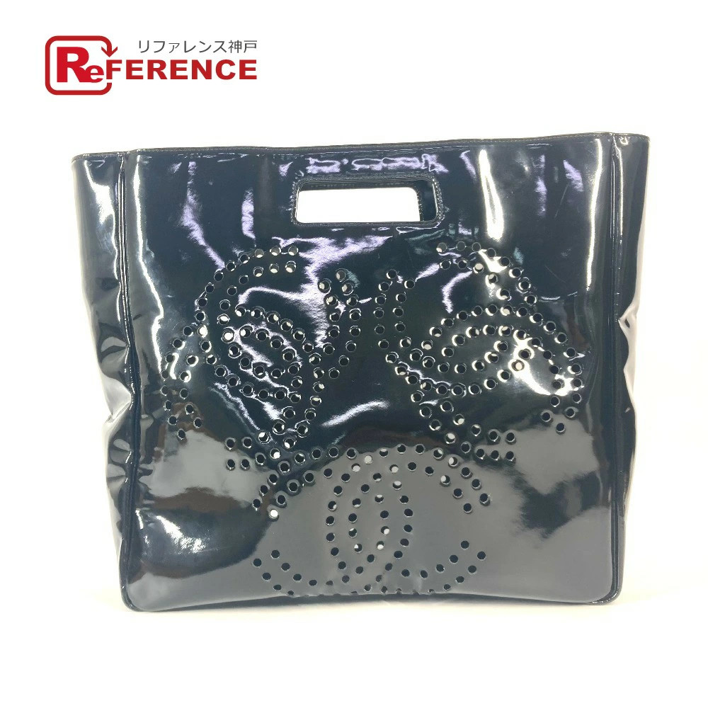 Chanel Triple Coco CC Logo Black Enamel Womens Handbag US