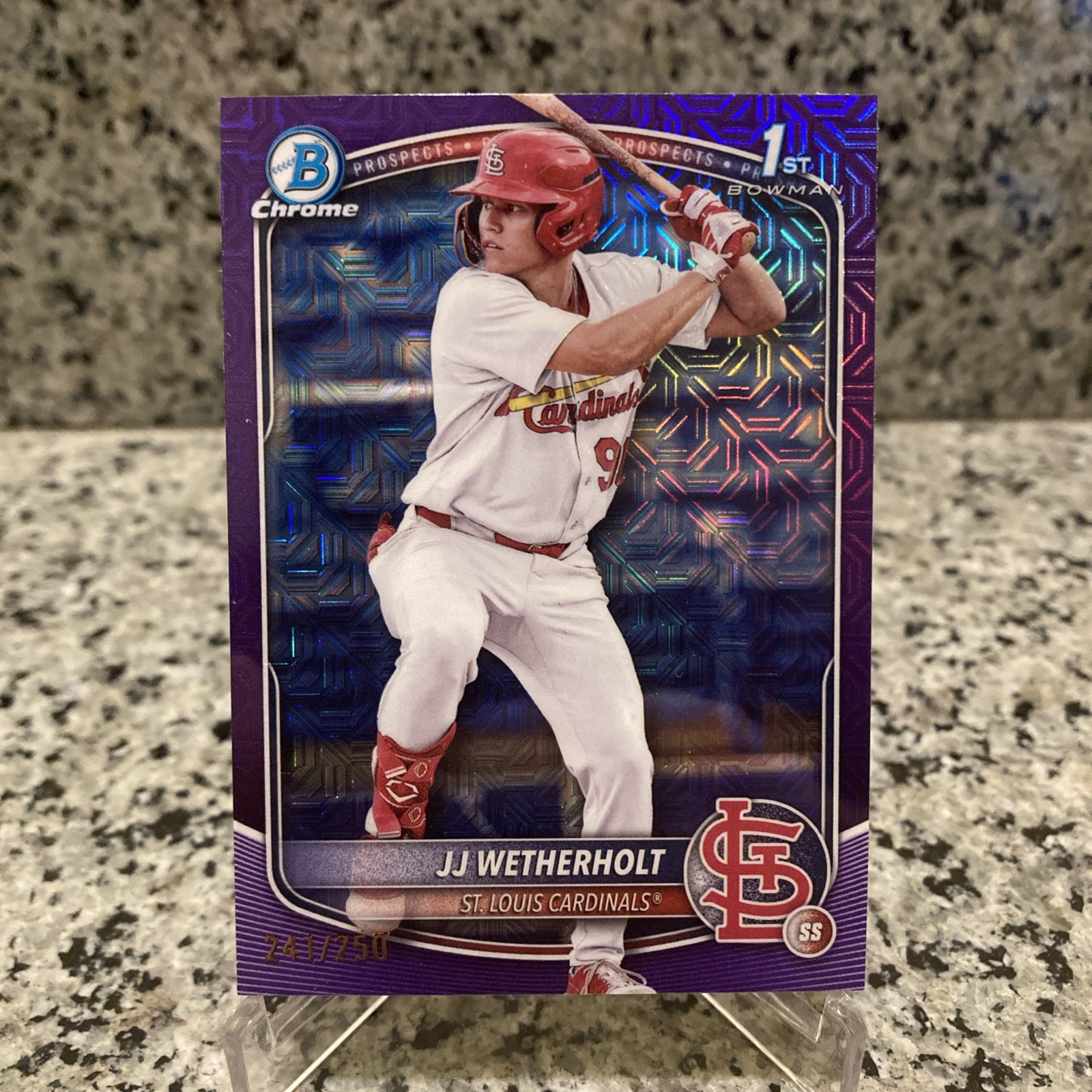 JJ WETHERHOLT 2025 Bowman Chrome 1st Purple Refractor Mojo /250  Cardinals RC