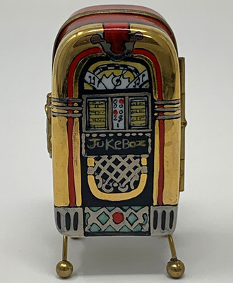 Limoges France Peint Main Hand-Painted Hinged Jukebox Trinket Box
