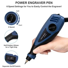 25W Engraving Pen, 6 Speed Power Engraving Tool, Handheld Engraver Pen with Tung
