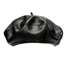 LABANCA Women Solid Faux Leather Beret French Artist Painter One Size, Black
