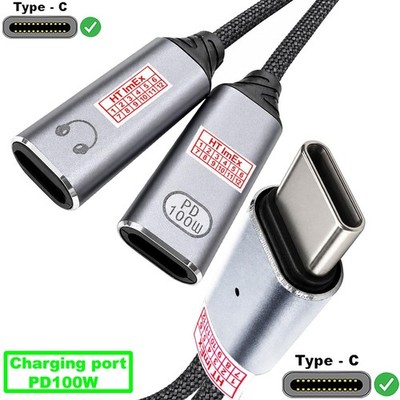 USB-C Splitter Y Adapter Kopfhörer + Laden PD 100W für Xiaomi Redmi Note 13 Pro