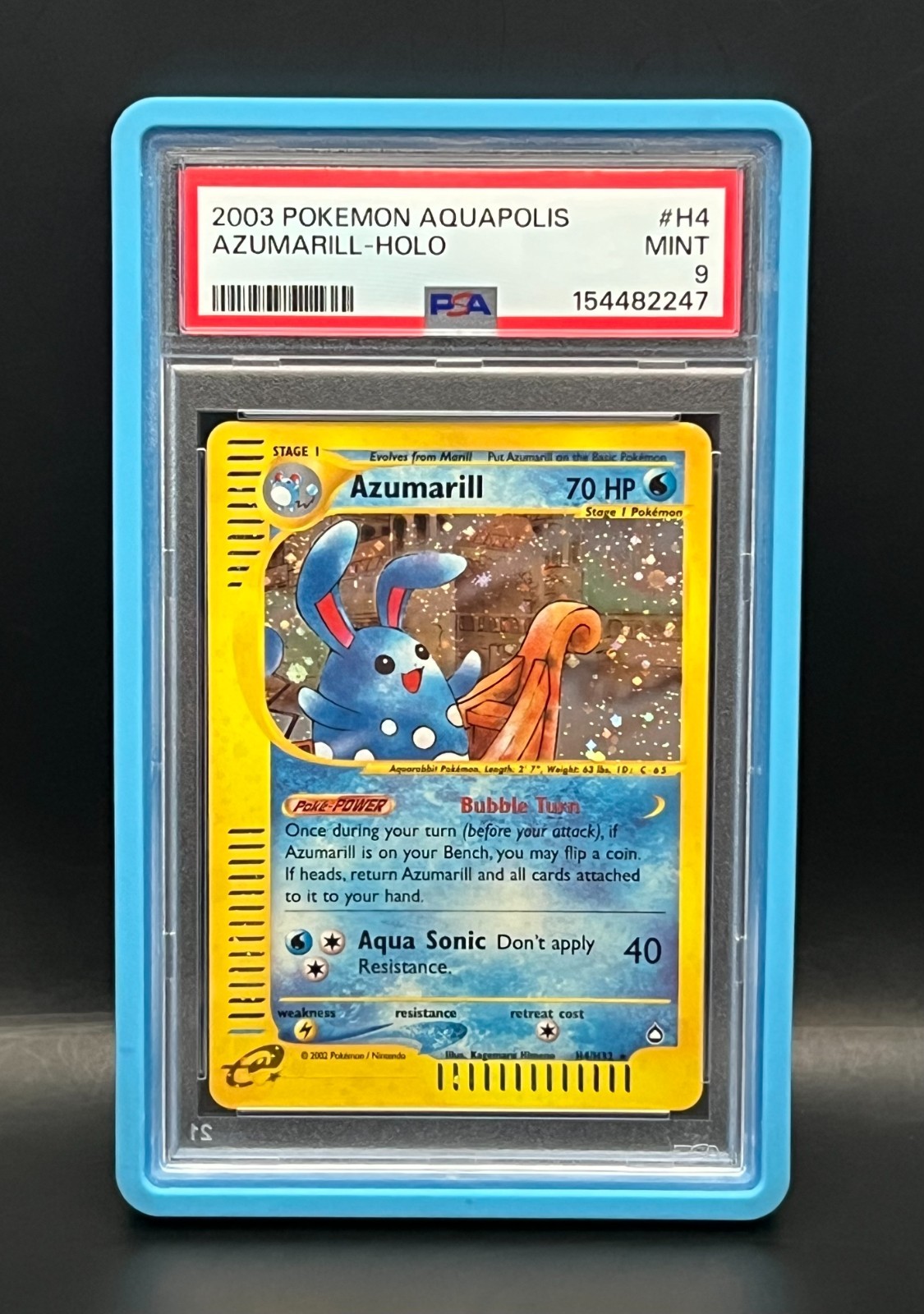 2003 Pokémon Aquapolis -Azumarill H4/H32 Holo Rare- PSA 9 - New Cert # Low Pop