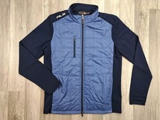 RLX Polo Ralph Lauren Golf Wicking Full Zip LS Fleece Blue Men's Size Medium NEW
