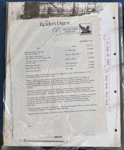 Reader’s Digest First Day Cover Collection w/ Binder, April 1985 to Oct 1985 - Picture 3 of 5