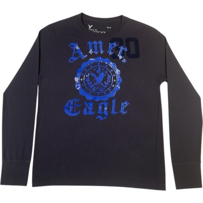 American Eagle Long Sleeve T-shirt Men's Medium Vintage Fit Gray Long Sleeve Y2K
