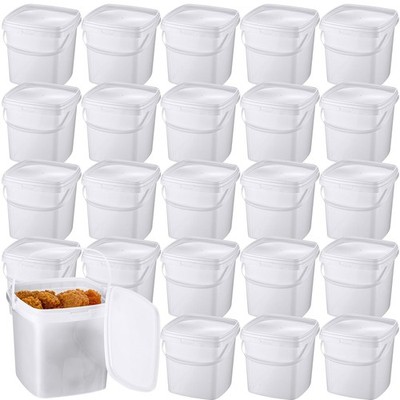 24 Pack 33.8 Oz/ 1L Square Deli Containers with Lids Airtight Ice Cream Bucke...