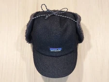 Patagonia Recycled Wool Blend W/ Sherpa Ear Flap Cap Trapper Hat Black L/XL