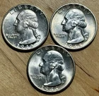 1942-D, 1945, 1946-S Washington Quarters Lot - All GEM BU