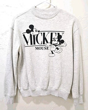Walt Disney Mickey Mouse Sweatshirt crewneck women's size XS light grey logo