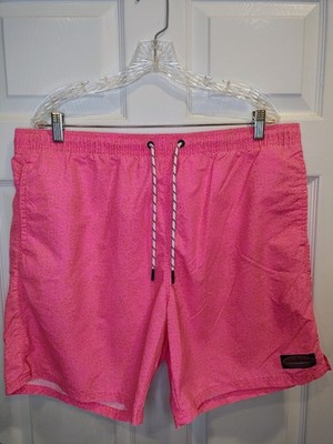 NWOT Vineyard Vines Men's XL Pink w/ Blue Swim Trunks Pockets Front-Tie Beach