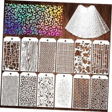 12 Pcs Texture Stencils, Mixed Midea Stencils, Painting Stencil for Crafts