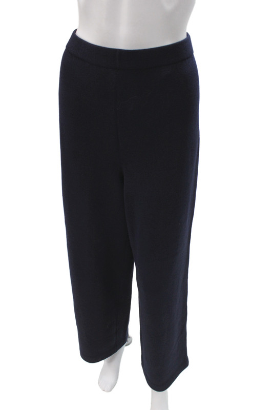 St. John Womens Cropped Dress Pants Dark Blue Wool Classic Size 10