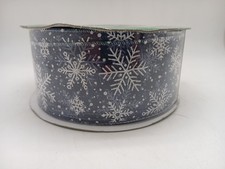 Kirkland Signature Wire Edged Ribbon 50 Yards 2.5" Blue Silver Christmas Decor