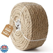 MERIANE 8mm Nature Jute Twine, 164 Feet Jute Rope for Cat Scratching Post DIY