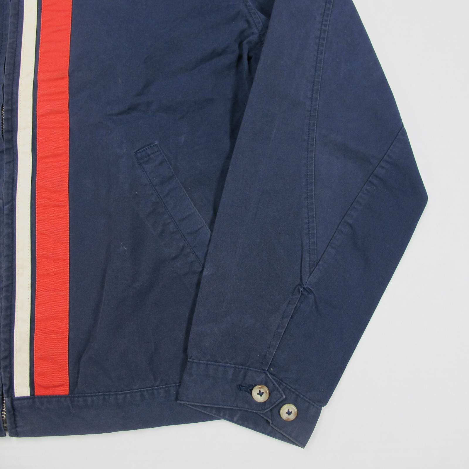 Vintage Polo Ralph Lauren Harrington Jacket Mens Large Navy Cafe Racer Stripe 90 thumbnail 12