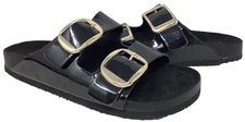Madden Girl Women's Bodiee Black Patent Comfort Slip On Sandals Size:9.5 137M