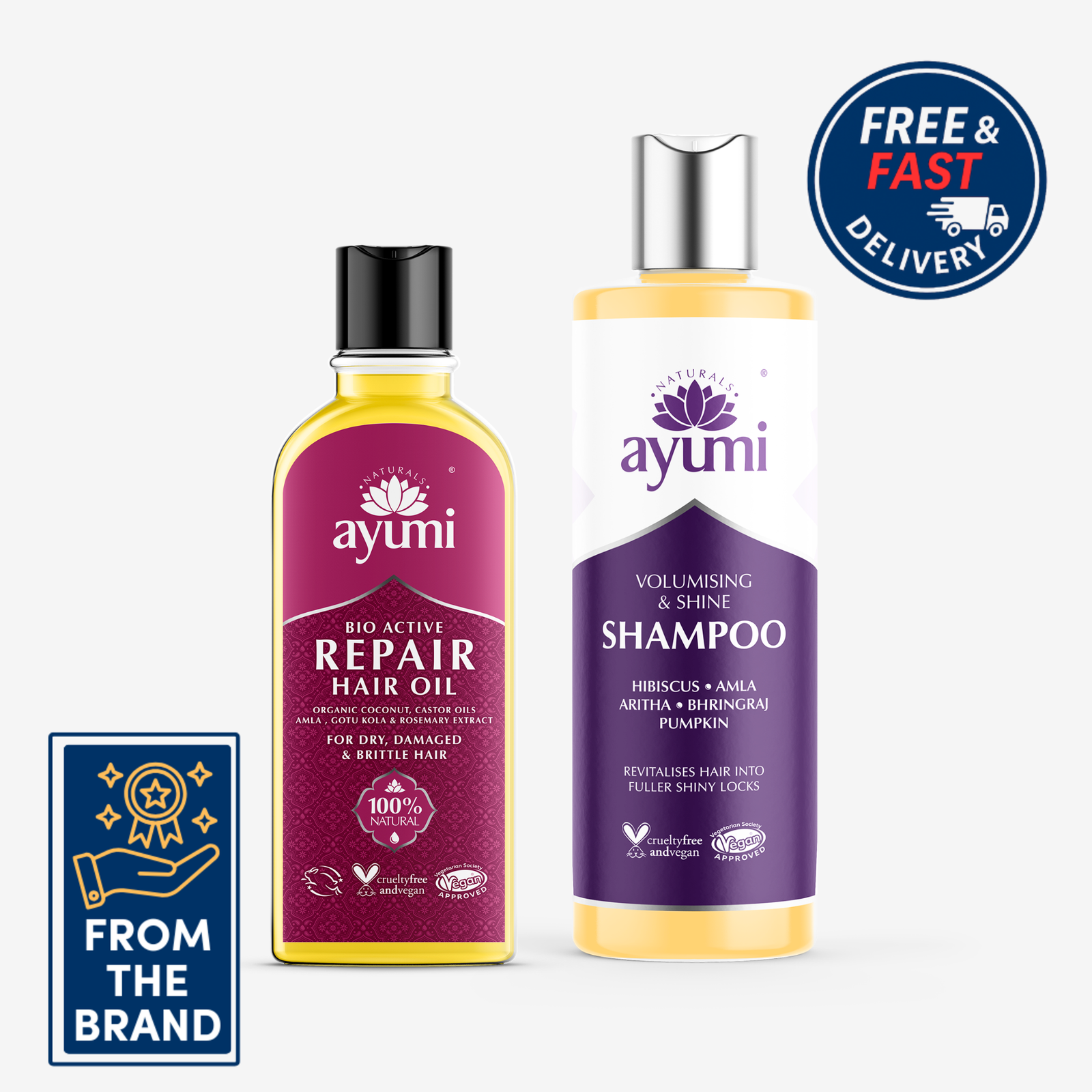 Ayumi Hair Volume & Shine Duo (Oil) | Pre-Wash Oil + Shampoo | Bundle
